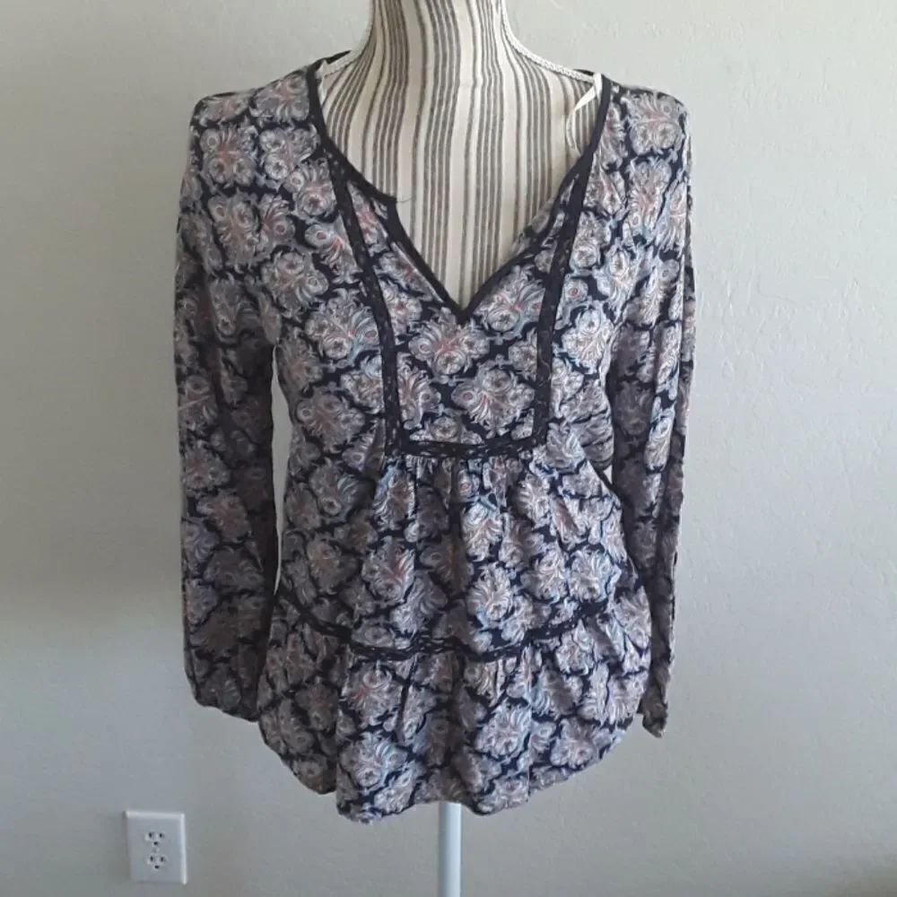 Daniel Rainn Boho Contemporary Feminine Print Design Top Casual Cottage Core